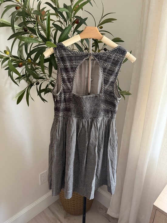 Free People Gingham Lace Sleeveless Dress Fit Flare Size 8 - Picture 3 of 8